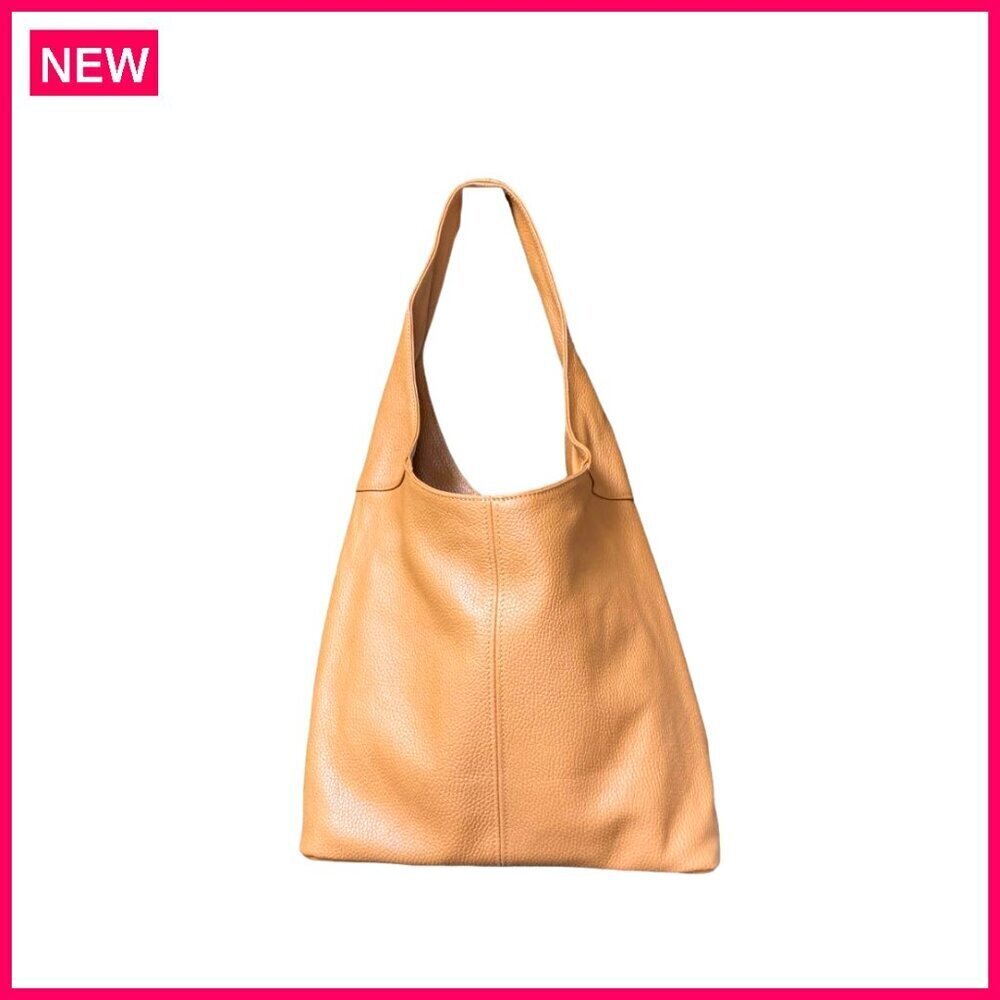 Italian Leather Hobo Tote Bag, Slouchy Shoulder Purse, Spacious Travel Handbag